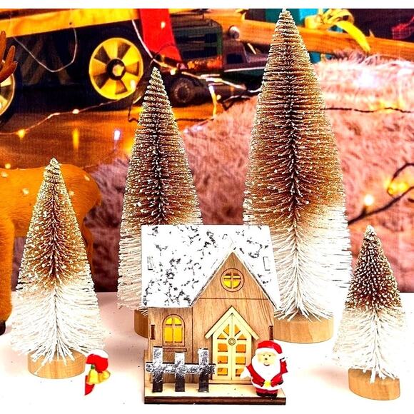Micoogatee Tabletop Christmas Trees Bronze and White Set of Four Holiday Decor - Picture 2 of 2